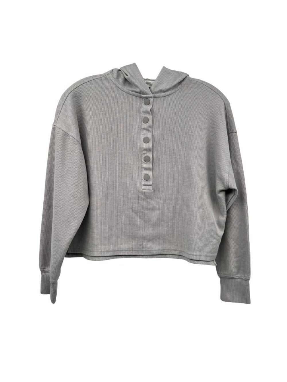 Hippie Rose Womens Cropped Hoodie Long Sleeve Gray Size XS Snaps